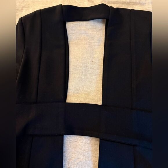 Black Belted Blazer with Open Back & Long Bell Sleeve split to elbow. Size XS. - Picture 5 of 5